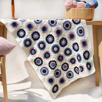 Flower Burst Crochet Blanket Kit, 9 of 12