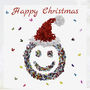 Smiley Christmas Card With Butterfly Santa's Hat, thumbnail 1 of 12