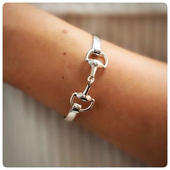 Personalised Sterling Silver Snaffle Bangle, 6 of 12