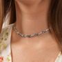 Gemma Xo Crystal Cross Choker Necklace In Silver, thumbnail 3 of 7