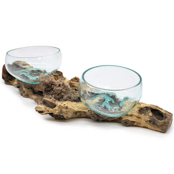 Molten Glass Bowls On Wood Decorative Tableware, 5 of 8