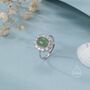 Sterling Silver Vintage Inspired Green Jade Cz Ring, thumbnail 2 of 12