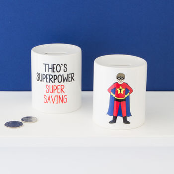 Design Your Own Superboy Personalised Money Box, 2 of 6