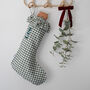 Personalised Green Gingham Stocking Embroidered, thumbnail 9 of 10