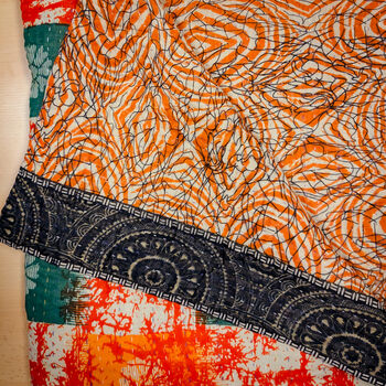 Handmade Kantha Cotton Throw Blanket Handmade In Dhaka, 9 of 12