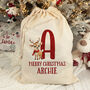 Large Christmas Reindeer Alphabet Cotton Santa Gift Sack, thumbnail 1 of 2