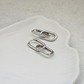 Double Oval Hoops Silver, 2 of 6