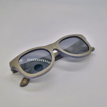 Orleans Recycled Denim Frame Sunglasses Dark Grey Lens, 6 of 10