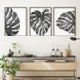 Set Of Three Black And White Monstera Leaves Prints, thumbnail 4 of 8