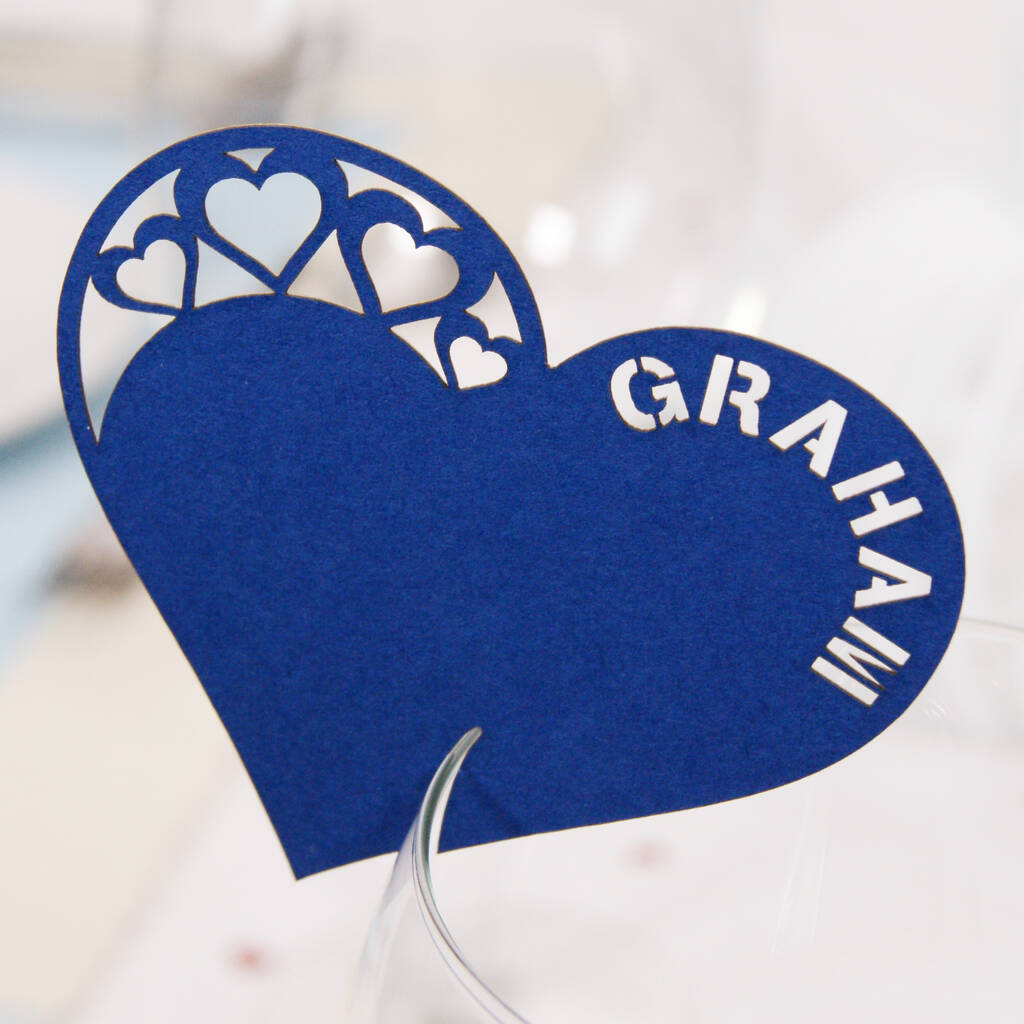 Personalised Cut Out Heart Wine Glass Name Place Card By Urban Twist