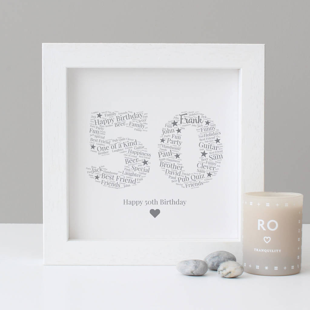 Personalised 50th Birthday Gift Print By Hope and Love