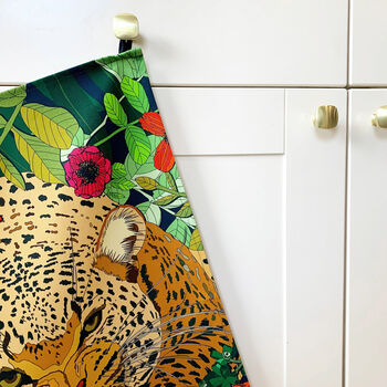 Wild Cat Leopard Handmade Tea Towel, 4 of 9