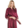 British Made Burgundy Long Satin Dressing Gown With Lace Detail Ladies Size 8 To 28 UK, thumbnail 5 of 5