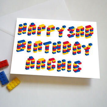 Personalised Age And Name Building Block Birthday Card, 2 of 4