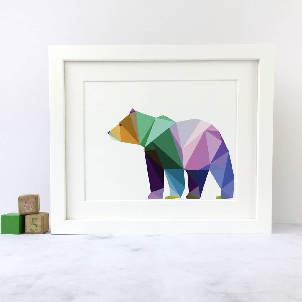 geometric bear art print by brambler