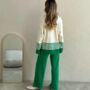 Green Free Size Long Sleeve Knitted Co Ord Set, thumbnail 2 of 5