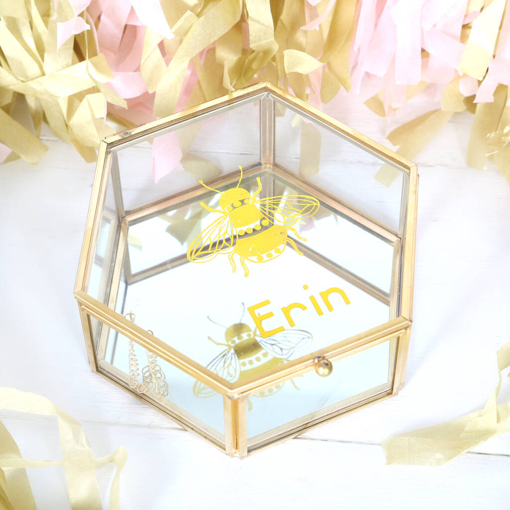 Personalised Gold Bee Jewellery Box By Red Berry Apple