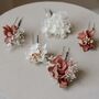 Coral Preserved Hydrangea Flower Wedding Hair Pin Set, thumbnail 2 of 2