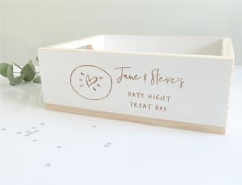 Date Night Personalised Couples Wooden Treat Box, 2 of 2