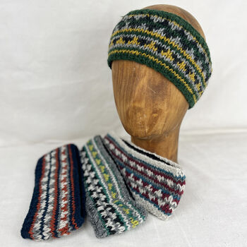 Fair Trade Fair Isle Knit Wool Lined Earwarmer Headband, 12 of 12
