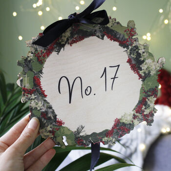 House Name/Number Wooden Christmas Door Wreath, 7 of 7