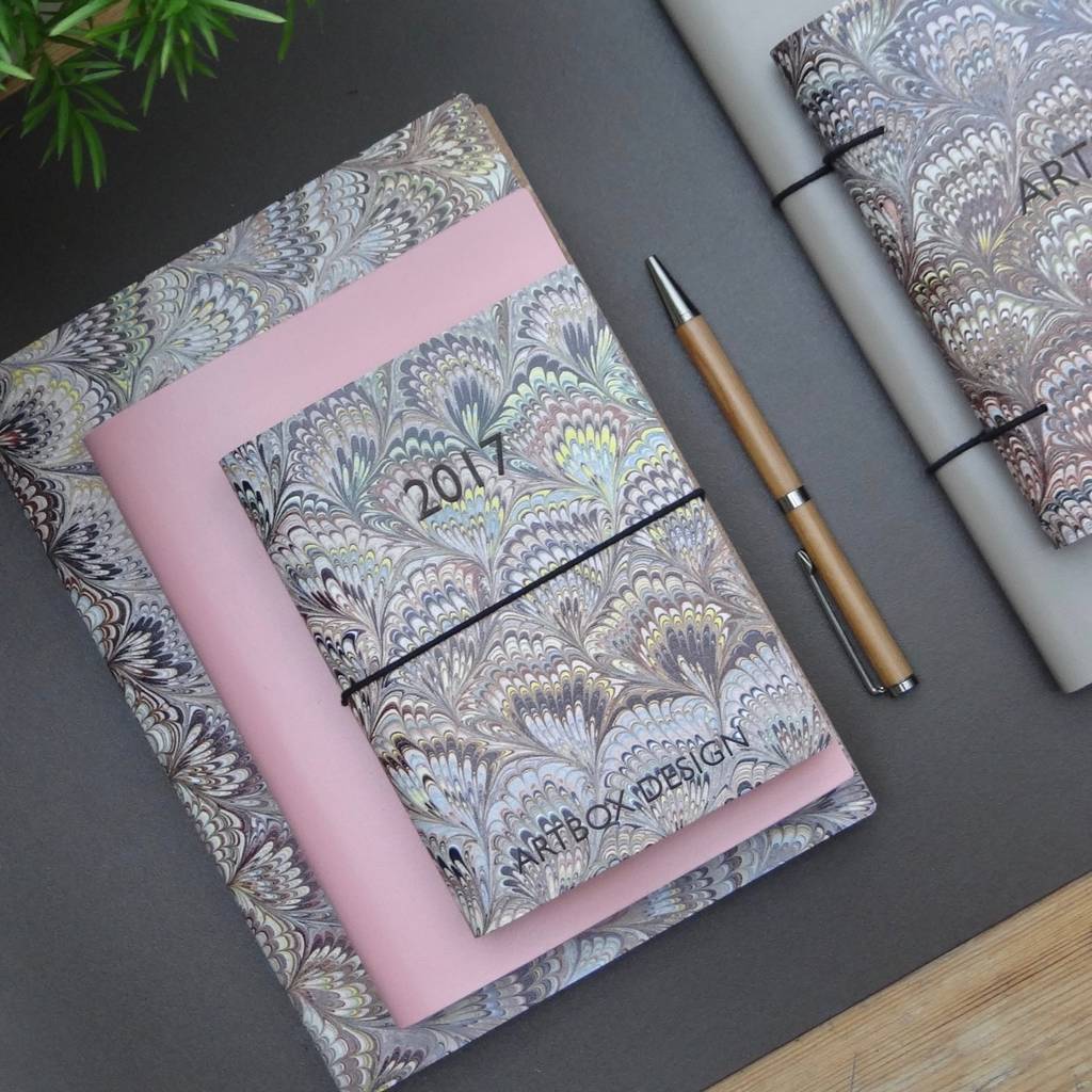 Marbled Leather Diary And Journal By Artbox