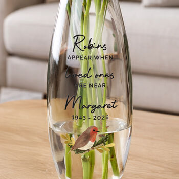 Personalised Robin Bullet Vase For Memorial, 2 of 6