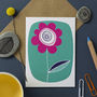 Green Flower Greeting Card, thumbnail 1 of 2