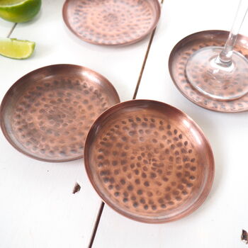 Antique Copper Coasters Set Of Four, 2 of 4