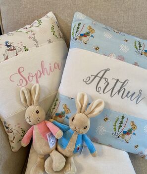 Peter Rabbit© Name And Date Cushion, 3 of 7