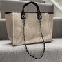 Personalised Beige And Black Large Chain Tote Beach Bag, thumbnail 4 of 9