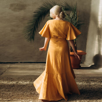 Linen Maxi Wrap Dress | Bridesmaid And Special Occasion Dress, 5 of 12