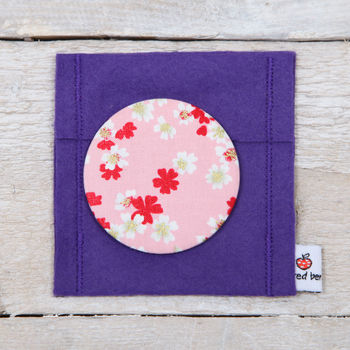 Pink Cherry Blossom Fabric Mirror And Pouch, 3 of 4
