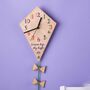 Children's Oak Wood Personalised Kite Wall Clock, thumbnail 2 of 6