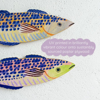 Wooden Mackerel Decorations Green, 3 of 8