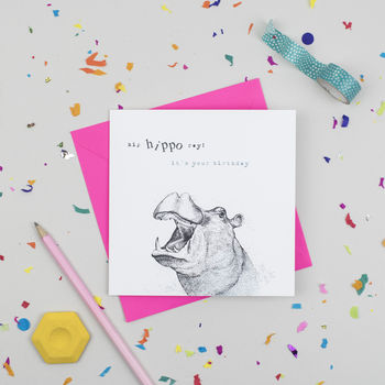 'Hippo Ray!' Birthday Card, 2 of 3