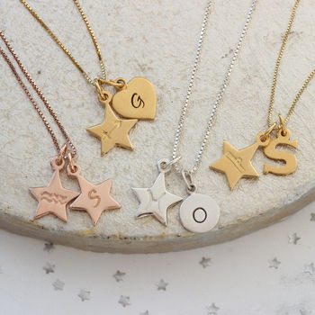 Zodiac Star Necklace Personalised With Letter Charm, 6 of 12