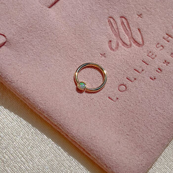14k Solid Gold Opal Daith Hoop, 3 of 7