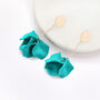 Turquoise Hand Painted Rose Petal Flower Drop Earrings, thumbnail 1 of 3