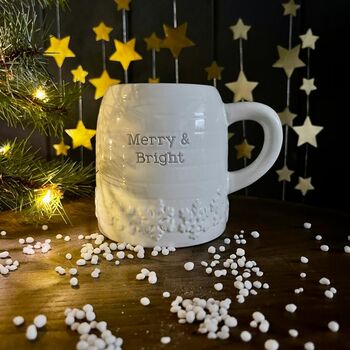 Ceramic 'Merry And Bright' Snowflake Mug, 2 of 3