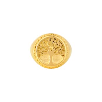 Gold Plated Tree Of Life Steel Signet Ring For Men, 4 of 12