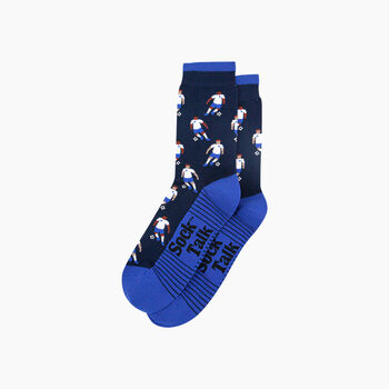 Football Players Bamboo Socks In Navy Blue, 3 of 4