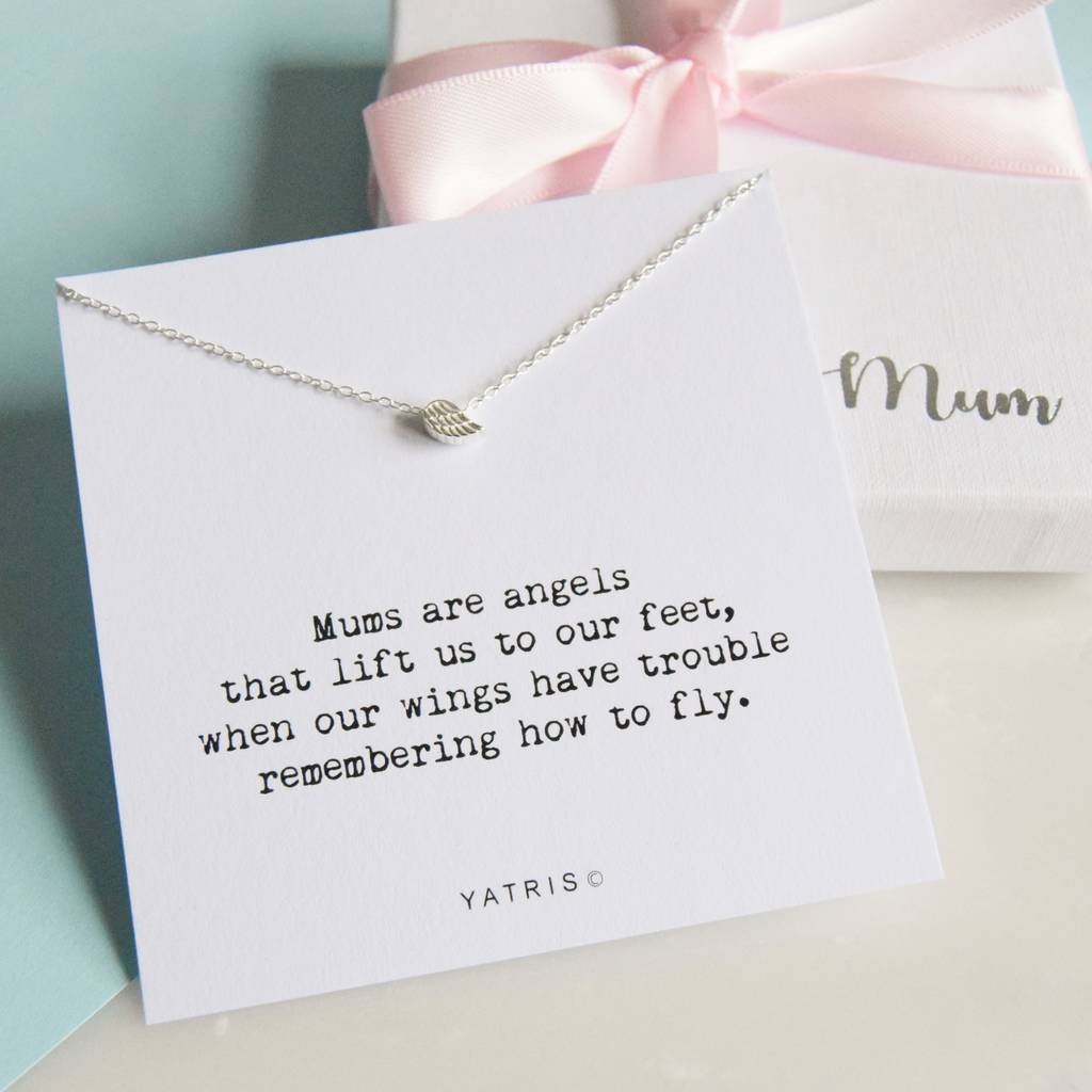 Silver Angel Wing Mum Necklace, 1 of 4