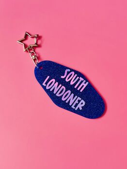 The 'South Londoner' Sparkly Motel Keyring / Londoner Gift / Urban Lifestyle Accessories / Cute Statement Keyring, 2 of 7