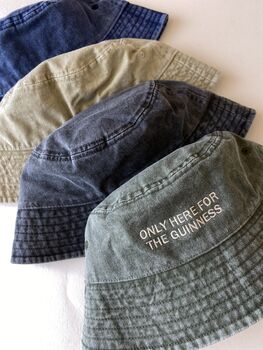 Personalised Slogan Vintage Denim Bucket Hat, 2 of 12