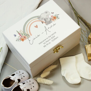 Personalised Elephant Wooden Keepsake Box, 2 of 6