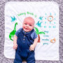 Personalised Dinosaur Baby Milestone Blanket Gift Set, thumbnail 1 of 6