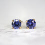 Blue Crystal Stud Earrings In Gold Or Silver, thumbnail 1 of 12