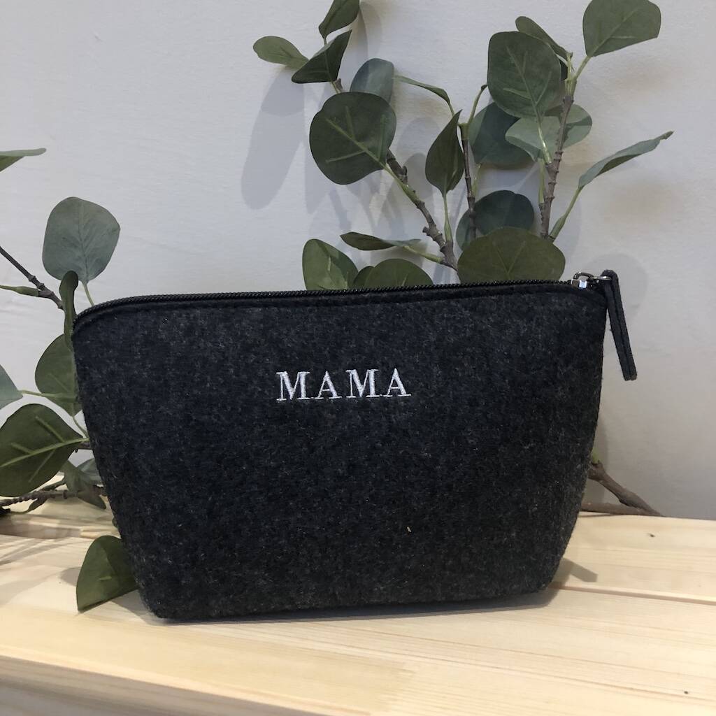 Charcoal Personalised Makeup Bag Small, 1 of 2