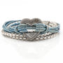 Silver, Blue And White Heart Memorial Cremation Urn Bracelet For Pet Or Human Ashes, thumbnail 1 of 8